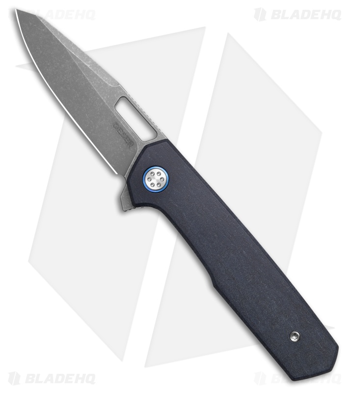 Mechforce Oeser Collab Nebo V2 Frame Lock Knife Blue Richlite (3" Acid Wash)