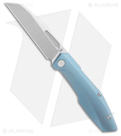 Null Knives Raikou Frame Lock Knife Blue/Belt Satin TI (3.45")