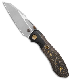 Null Knives Voodoo Doll Frame Lock Knife Ti/Gold Camo CF (3.2" SW)