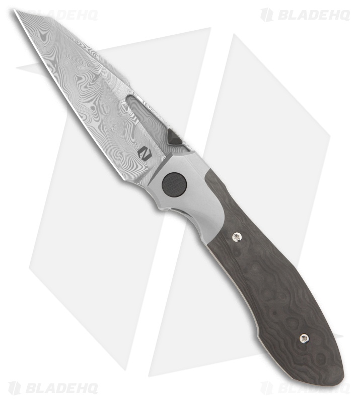 Null Knives Voodoo Knife | Black Camo CF + Damasteel