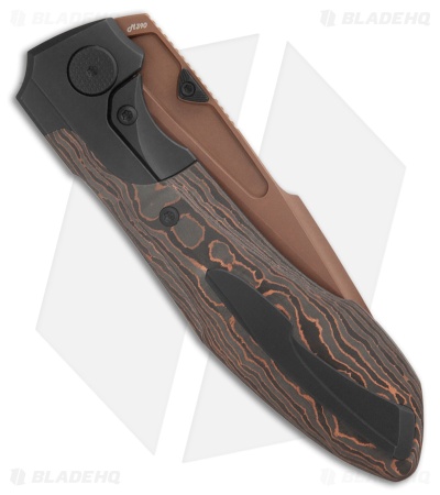 Null Knives Voodoo Frame Lock Knife Copper Camo Carbon Fiber (3.6" Copper PVD)