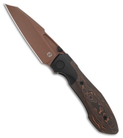 Null Knives Voodoo Frame Lock Knife Copper Camo Carbon Fiber (3.6" Copper PVD)