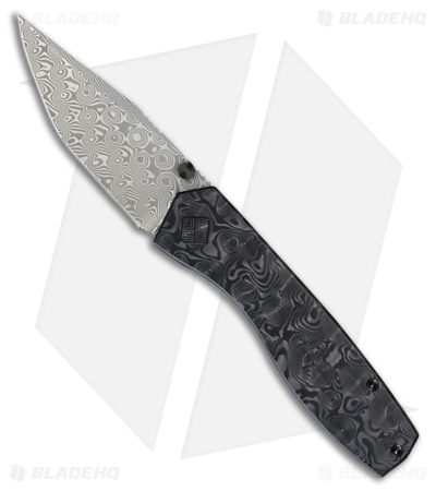 Ocaso Delos Tanto Frame Lock Knife Black Dunes CF/Black Ti (3" Damascus)