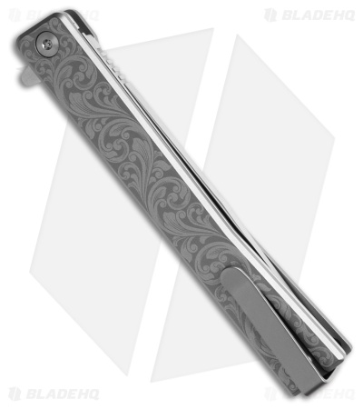 Ocaso Solstice Liner Lock Knife Scroll Engraved Ti (3.5" Satin S35VN) 10ESS