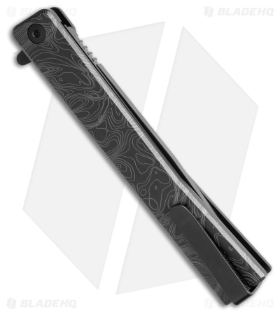 Ocaso Solstice Liner Lock Knife Topo Engraved Black Titanium (3.5" Black PVD)