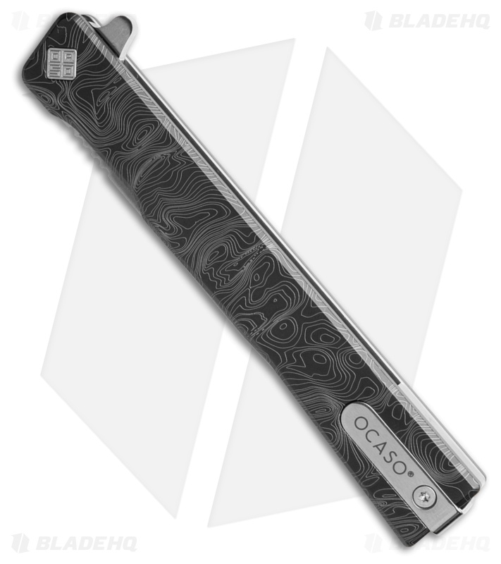 Ocaso Solstice Liner Lock Knife Topo Engraved Black Titanium (3.5" Satin)