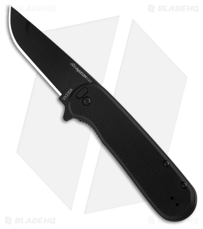 Outdoor Edge Razor VX3 Replaceable Blade Liner Lock Knife Black G-10 (3" Black)