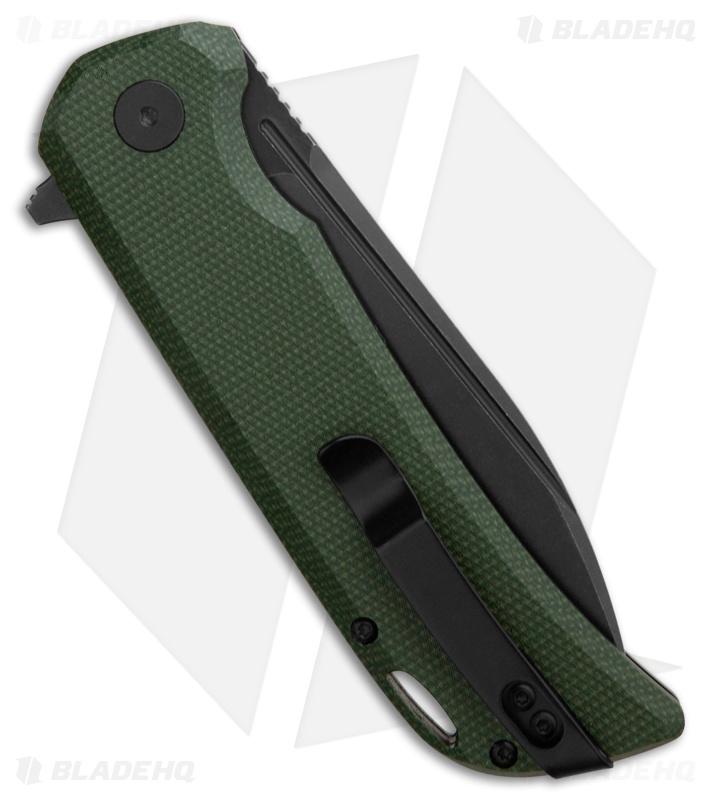 Petrified Fish Tunny Liner Lock Knife Army Green Micarta (3.9" Black SW)