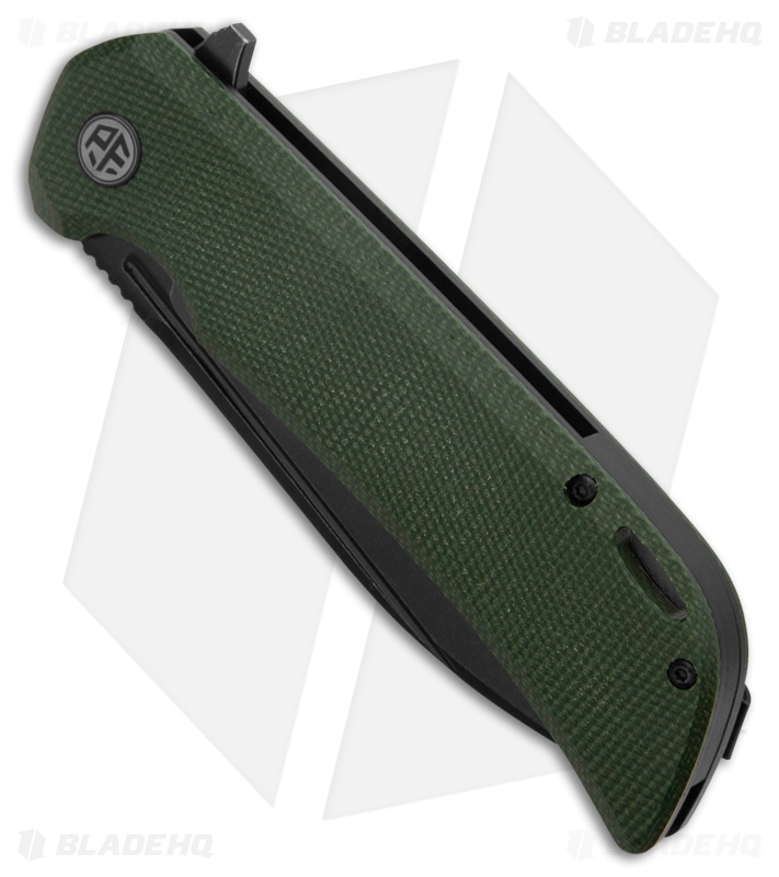 Petrified Fish Tunny Liner Lock Knife Army Green Micarta (3.9" Black SW)