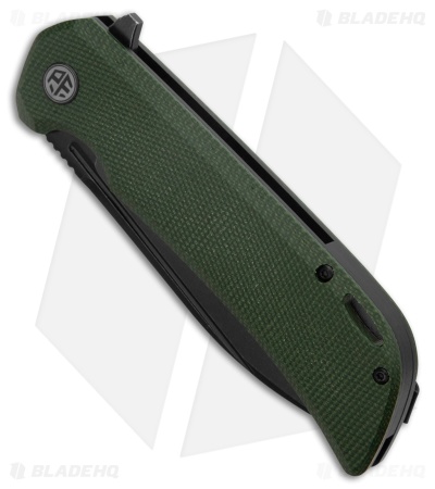 Petrified Fish Tunny Liner Lock Knife Army Green Micarta (3.9" Black SW)