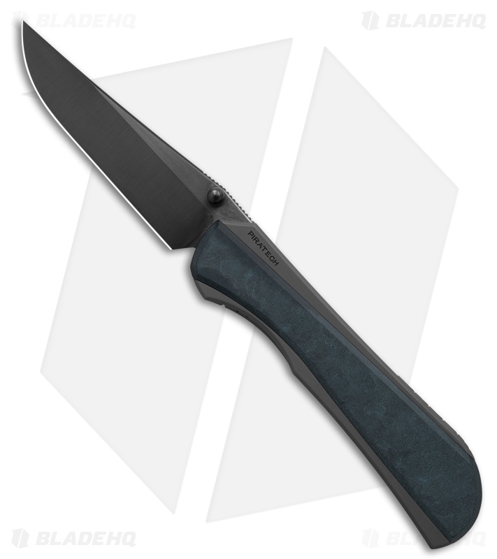 Piratech Saga Knife Black BB Ti + Blue Canyon Richlite Inlay (3.6" DLC)