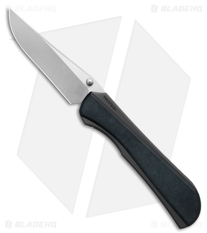 Piratech Saga Knife Black BB Ti + Blue Canyon Richlite Inlay (3.6" Satin)