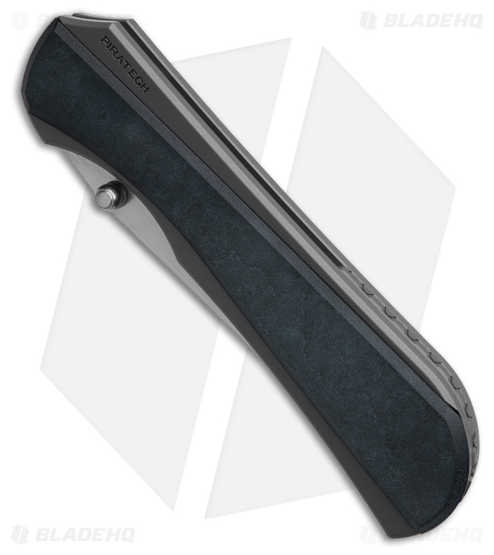 Piratech Saga Knife Black BB Ti + Blue Canyon Richlite Inlay (3.6" Satin)