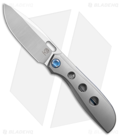 Poikilo Blade Gecko WS3 Frame Lock Knife Titanium w/Holes (3.25" Satin)
