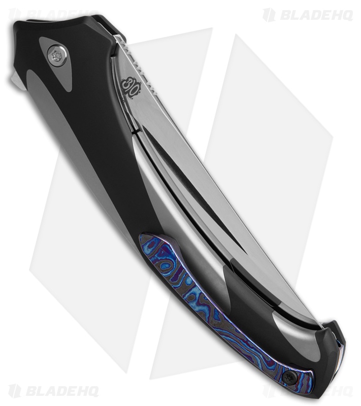 Poikilo Blade Orca Frame Lock Knife Black/Gray Titanium (3.6" Mirror SW)