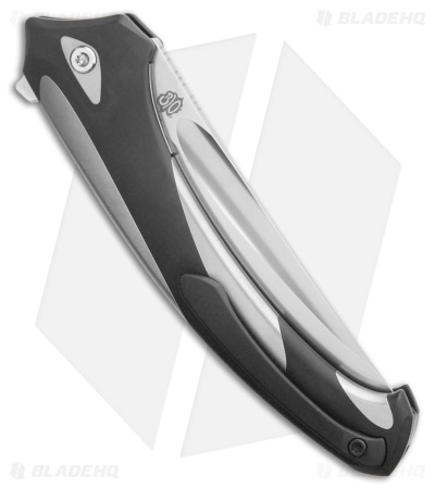 Poikilo Blade Orca Frame Lock Knife Black/Gray Titanium (3.6" Pearlescent SW)