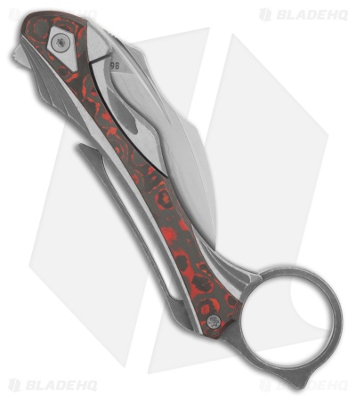 Poikilo Blade Thorny Devil Frame Lock Dark SW Ti/Red CF (2.6" Stonewash) *DISC*