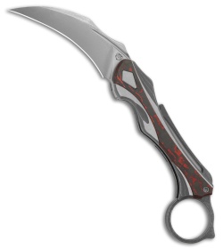 Poikilo Blade Thorny Devil Frame Lock Dark SW Ti/Red CF (2.6" Stonewash) *DISC*