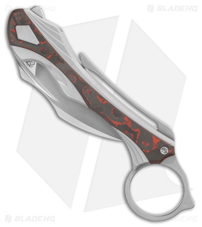 Poikilo Blade Thorny Devil Frame Lock Knife SW Ti/Red CF (2.6" Pearlescent SW)