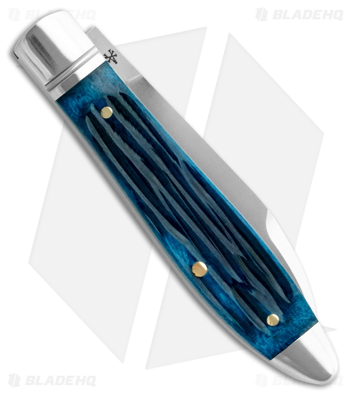 RoseCraft Blades Tanasi Lake Tear Drop Blue Jigged Bone Knife (2.8" Satin)