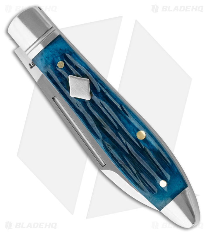 RoseCraft Blades Tanasi Lake Tear Drop Blue Jigged Bone Knife (2.8" Satin)