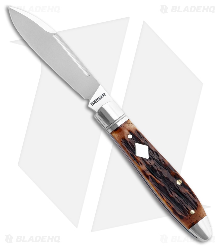 RoseCraft Blades Tanasi Lake Tear Drop Dapper Jigged Bone Knife (2.8" Satin)