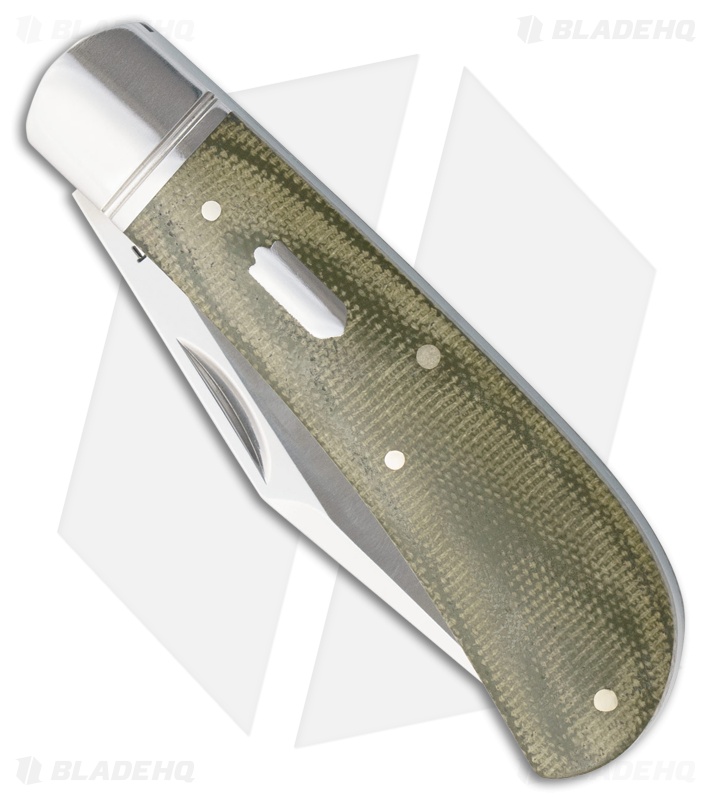 RoseCraft Blades Hatchie River Jack Pocket Knife Light Green Micarta (3" Satin)