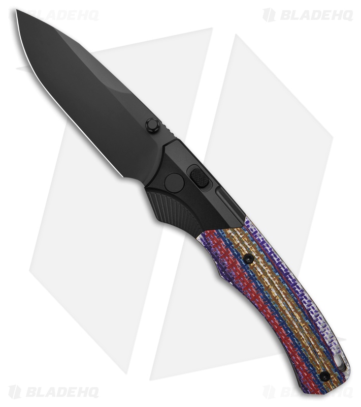 REMETTE WD107 Folding Pocket Knife Ti/CF Button Lock (3.38" Black)