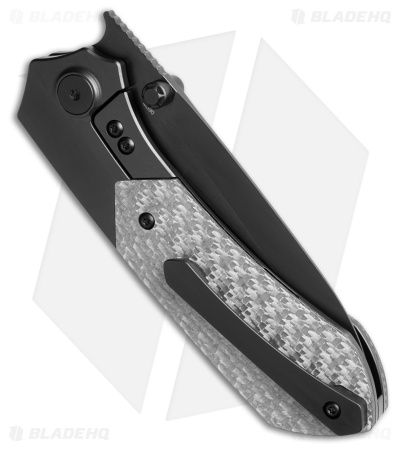 REMETTE RT-Meteor Button Frame Lock Knife Black Ti + Gray CF (3.25" Black)