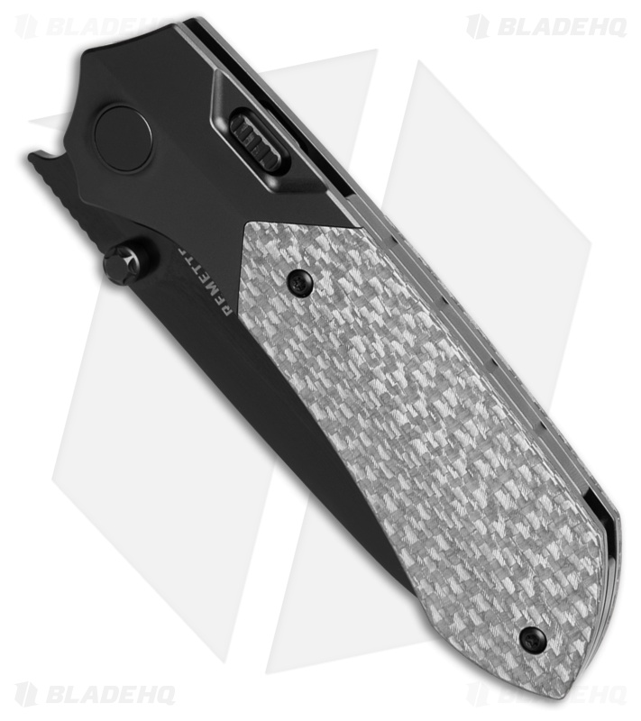 REMETTE RT-Meteor Button Frame Lock Knife Black Ti + Gray CF (3.25" Black)