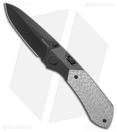 REMETTE RT-Meteor Button Frame Lock Knife Black Ti + Gray CF (3.25" Black)