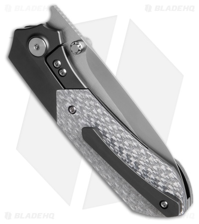 REMETTE RT-Meteor Button Frame Lock Knife Black Titanium + Gray CF (3.25" Satin)