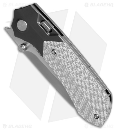 REMETTE RT-Meteor Button Frame Lock Knife Black Titanium + Gray CF (3.25" Satin)