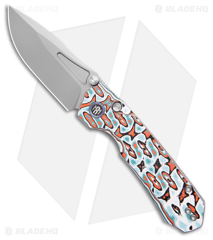 REMETTE RT-Rhino Button + Liner Lock Knife Blue/Orange G-10 (3.1" Sandblast)