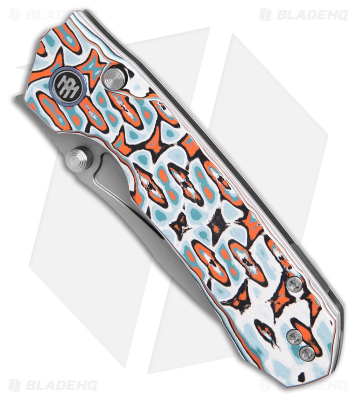 REMETTE RT-Rhino Button + Liner Lock Knife Blue/Orange G-10 (3.1" Sandblast)
