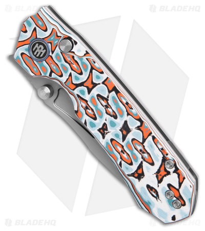 REMETTE RT-Rhino Button + Liner Lock Knife Blue/Orange G-10 (3.1" Sandblast)