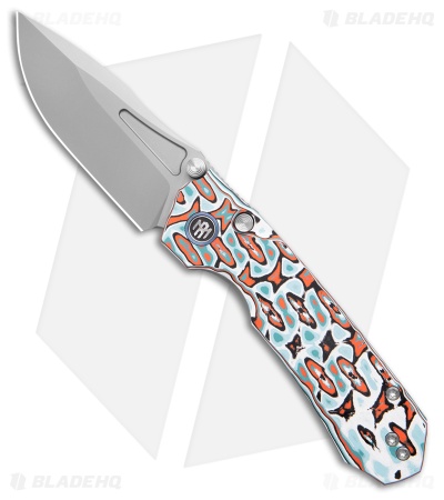 REMETTE RT-Rhino Button + Liner Lock Knife Blue/Orange G-10 (3.1" Sandblast)