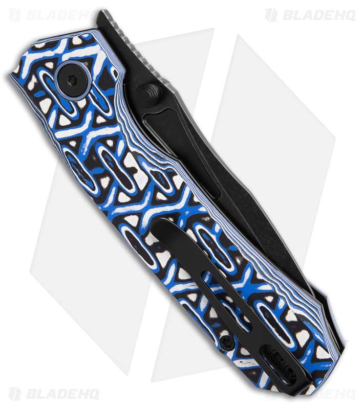 REMETTE RT-Rhino Button + Liner Lock Knife Blue/White G-10 (3.1" Black SW)
