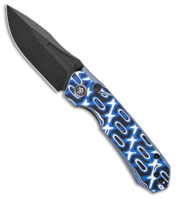 REMETTE RT-Rhino Button + Liner Lock Knife Blue/White G-10 (3.1" Black SW)