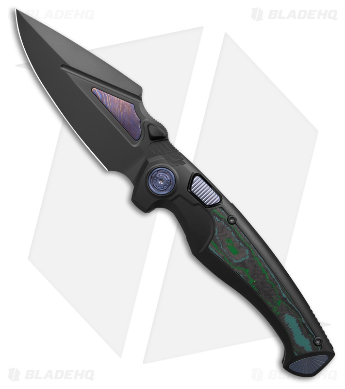 REMETTE RT-Scepter Button Frame Lock Knife Titanium/Timascus (3.5" Black)