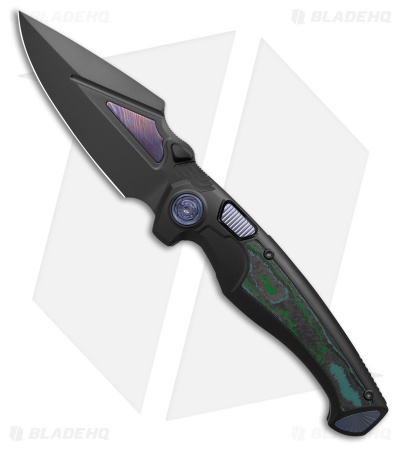 REMETTE RT-Scepter Button Frame Lock Knife Titanium/Timascus (3.5" Black)