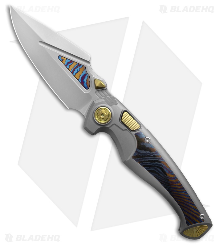 REMETTE RT-Scepter Button Frame Lock Knife Titanium/Timascus (3.5" Pearlescent)