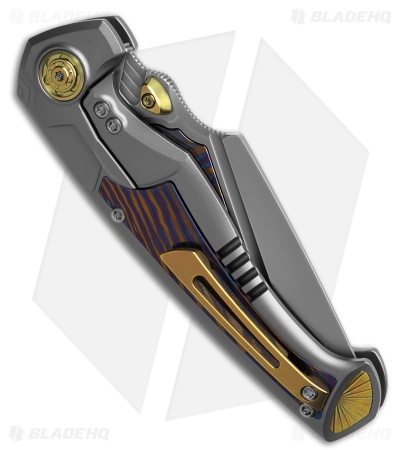 REMETTE RT-Scepter Button Frame Lock Knife Titanium/Timascus (3.5" Pearlescent)