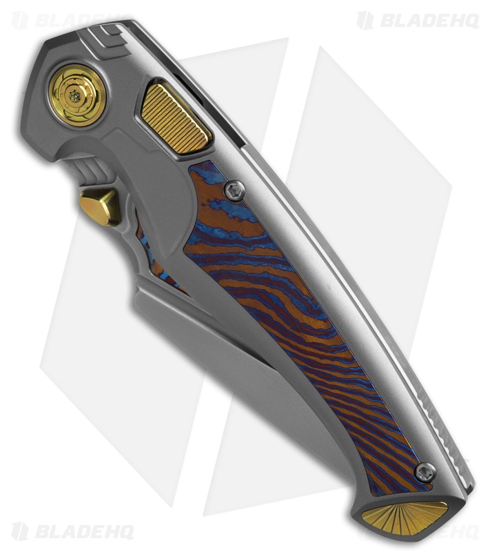 REMETTE RT-Scepter Button Frame Lock Knife Titanium/Timascus (3.5" Pearlescent)