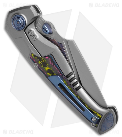 REMETTE RT-Scepter Button Lock Knife Ti/Timascus Warrior CF (3.5" Pearlescent)