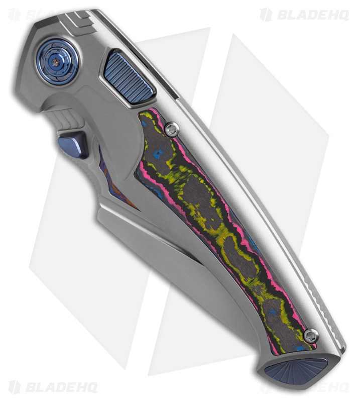 REMETTE RT-Scepter Button Lock Knife Ti/Timascus Warrior CF (3.5" Pearlescent)