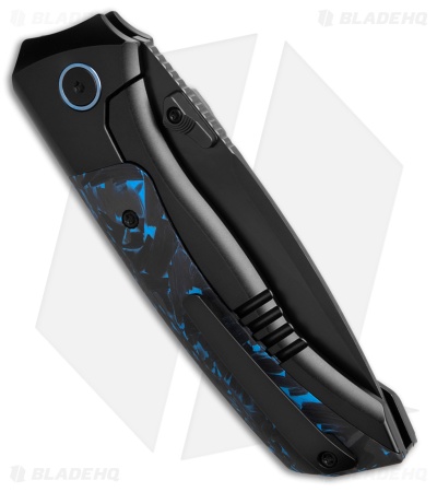 REMETTE RT-Steed Button Frame Lock Knife Black Ti + Black/Blue CF (3.1" DLC)