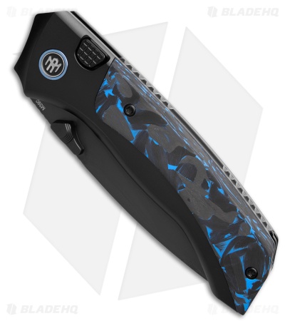 REMETTE RT-Steed Button Frame Lock Knife Black Ti + Black/Blue CF (3.1" DLC)