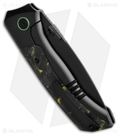 REMETTE RT-Steed Button Frame Lock Knife Black Ti + Black/Green CF (3.1" DLC)