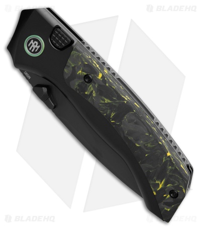 REMETTE RT-Steed Button Frame Lock Knife Black Ti + Black/Green CF (3.1" DLC)